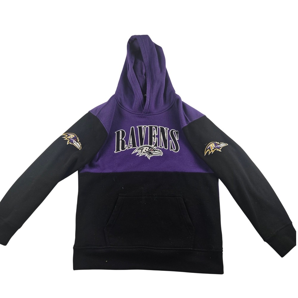 NFL Team Apparel Baltimore Ravens Hoodie Youth Medium 10 12 Purple Black